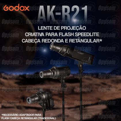 Imagem de Kit Lente De Projeção Godox Ak-r21 Para Flash V1 Ad100 Ad200 + 60 Laminas De Efeito