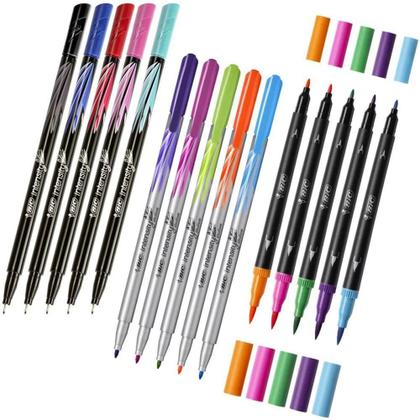 Imagem de Kit Lettering BIC com 15 Canetas Intensity Sortidas - Ponta ULTRA Fina e Média