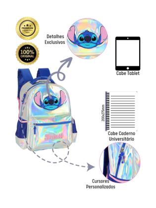 Imagem de Kit Lilo Stitch Mochila Rodas Lancheira Estojo Garrafa P