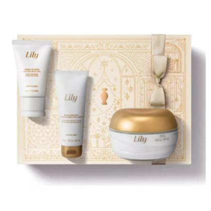 Imagem de Kit Lily Acetinados: Creme Acetinado 250g + Hidratante para Mãos 50g + Geléia Iluminadora 75g