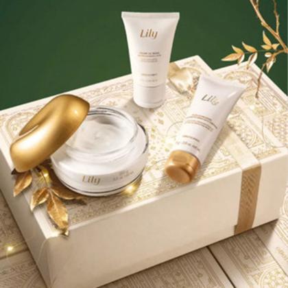 Imagem de Kit Lily Acetinados: Creme Acetinado 250g + Hidratante para Mãos 50g + Geléia Iluminadora 75g