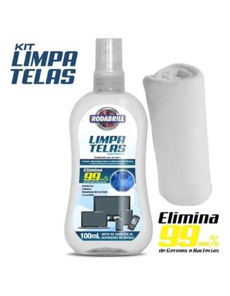 Imagem de Kit Limpa Telas Desengordura 100ml Pano Microfibra Rodabrill