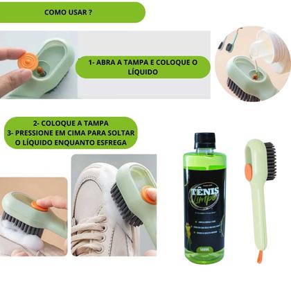 Imagem de Kit Limpa Tênis Calçado + Escova Borrifa + Desodorante Chulé