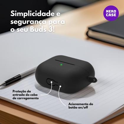 Imagem de Kit Limpador para Fones e Capa Protetora de Silicone Nerdcase Compatível com Samsung Galaxy Buds 3, 3 Pro, 3 FE, Preto