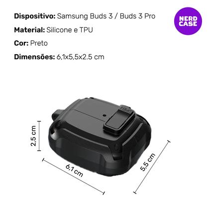 Imagem de Kit Limpador para Fones e Capa Protetora Nerdcase Compatível com Samsung Galaxy Buds 3, Buds 3 Pro, Buds3 Fe, Resistente Preta