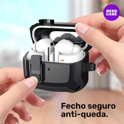 Imagem de Kit Limpador para Fones e Capa Protetora Nerdcase Compatível com Samsung Galaxy Buds 3, Buds 3 Pro, Buds3 Fe, Resistente Preta