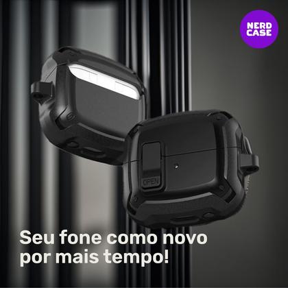 Imagem de Kit Limpador para Fones e Capa Protetora Nerdcase Compatível com Samsung Galaxy Buds 3, Buds 3 Pro, Buds3 Fe, Resistente Preta