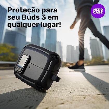 Imagem de Kit Limpador para Fones e Capa Protetora Nerdcase Compatível com Samsung Galaxy Buds 3, Buds 3 Pro, Buds3 Fe, Resistente Preta