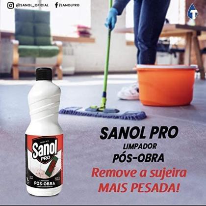 Imagem de Kit Limpador Pós Obra Profissional Concentrado 1lt Sanol e ESPONJA LIMPA PISO 