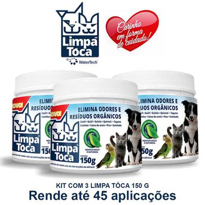 Imagem de KIT LIMPATÓCA C/ 3 POTES DE 150 G - Elimina Odores Pet  - Tira cheiro de xixi