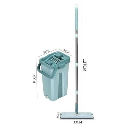 Imagem de Kit Limpeza Completo: Mop Flat + Balde + 2 Refis