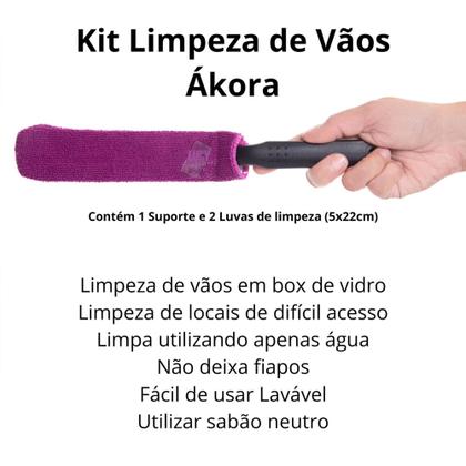 Imagem de Kit Limpeza de Vãos Ákora Limpa Box e Blindex Limpador De Transpasse Vidro Limpo Por Inteiro