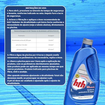 Imagem de Kit Limpeza e Tratamento De Piscinas Completo Hth Limpa Bordas Maxfloc Algicida Ph Alcalinidade Com 6 Litros