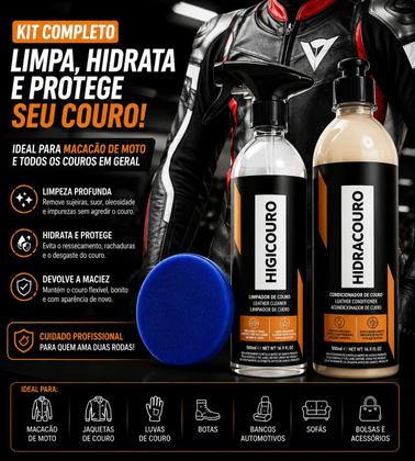 Imagem de Kit Limpeza Hidratação Couro Macacão Moto Vonixx