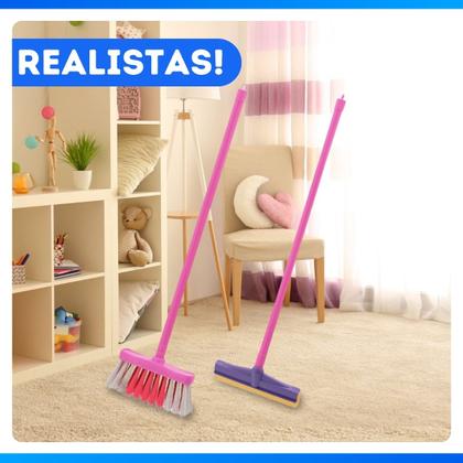 Imagem de Kit Limpeza Infantil Vassoura Rodo De Brinquedos Cores Sortidas
