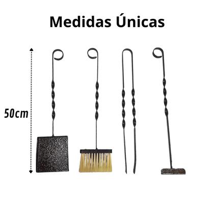 Imagem de Kit Limpeza Lareira com Acessórios e Porta Lenha Cesto