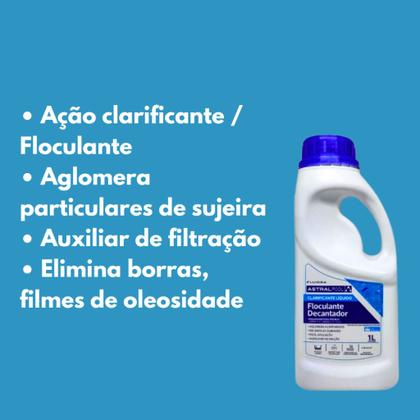 Imagem de Kit Limpeza Para Piscina Com Clarificante Líquido 1 Litro Mais 5 Pastilha De Cloro