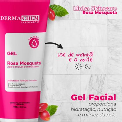 Imagem de Kit Limpeza Pele Seca Skincare Rosa Mosqueta Gel Sérum 4pçs