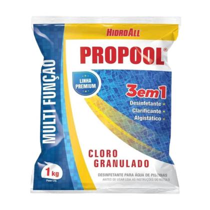 Imagem de Kit Limpeza Piscina Limpa Bordas Algicida De Manutenção Clarificante Floculante E Cloro Granulado