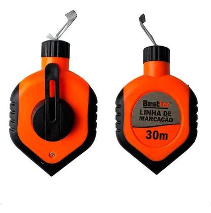 Imagem de Kit Linha de Marcação 30m Giz Azul para Construção (110g) Bestfer