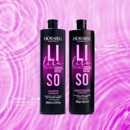 Imagem de Kit liso, leve e solto 800ml Hidrabell Cabelo sem Frizz com Ácido Hialurônico Efeito Liso Duradouro