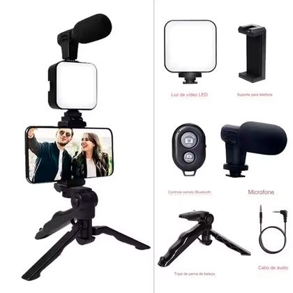 Imagem de Kit Lives Reuniões Tripé Celular C/ Led Microfone Bluetooth