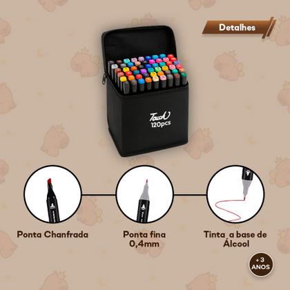 Imagem de Kit Livro De Colorir 120 Canetas Capivara Adesivo Anotações