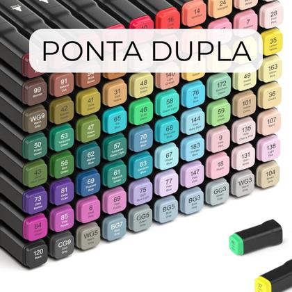 Imagem de Kit Livro de Colorir 48 Canetinhas Estojo de Canetas Ponta Dupla Cores Marcador