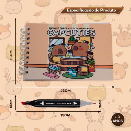 Imagem de Kit Livro Para Colorir Capa Dura Capivara Com 24 Canetinhas