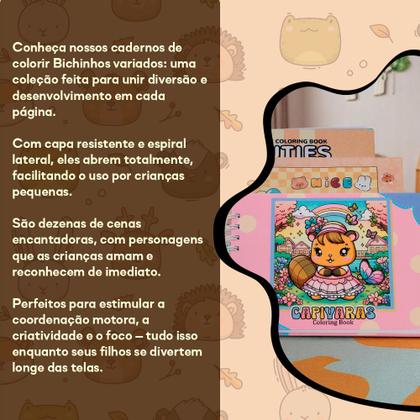 Imagem de Kit Livro Para Colorir Capa Dura Capivara Com 24 Canetinhas
