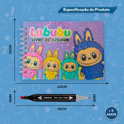 Imagem de Kit Livro Para Colorir Desenho Labubu Com 120 Canetinhas