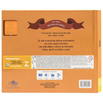 Imagem de Kit Livro Sonoro - Histórias da Bíblia: Moisés + Davi e Golias SBN Crianças Filhos Infantil Desenho História Brincar