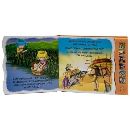 Imagem de Kit Livro Sonoro - Histórias da Bíblia: Moisés + Davi e Golias SBN Crianças Filhos Infantil Desenho História Brincar