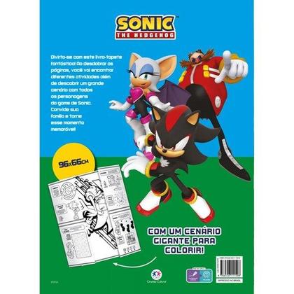 Imagem de Kit Livro Tapete do Sonic Colorir p/ lembrancinha de festa infantil 10 pcs
