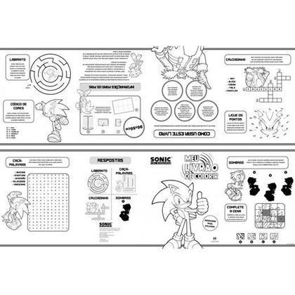 Imagem de Kit Livro Tapete do Sonic Colorir p/ lembrancinha de festa infantil 10 pcs