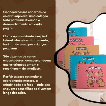 Imagem de Kit Livros Para Colorir Infantil Antiestresse Capivara Fofa