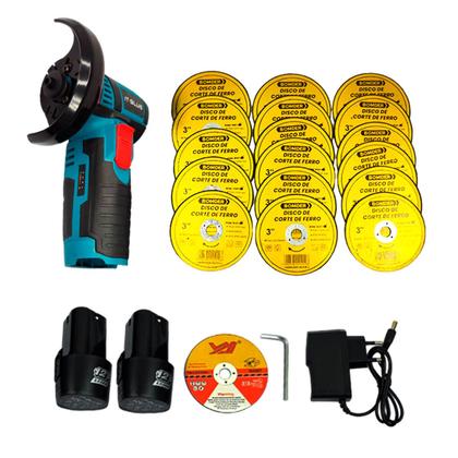 Imagem de Kit Lixadeira Esmerilhadeira Angular 12V 2 Baterias 20 Discos Maleta