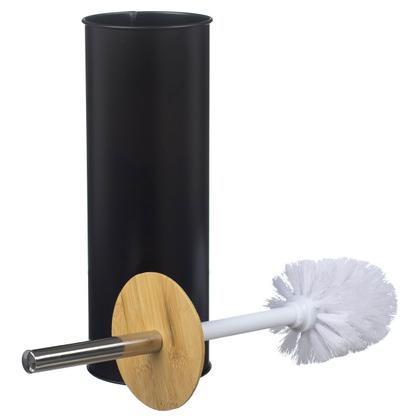 Imagem de Kit Lixeira 3 Litros Bambu Pedal + Escova Sanitária Higiene