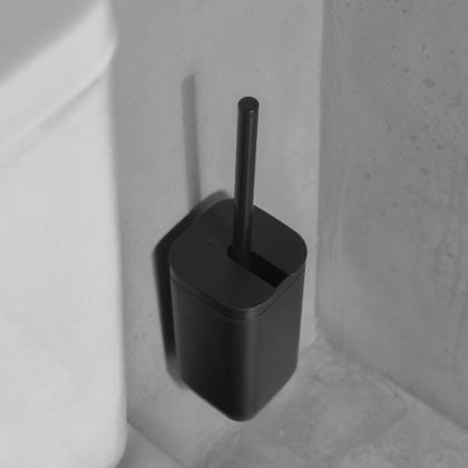 Imagem de Kit Lixeira 6L + Escova Sanitária Suspensa Aura Preto Ou