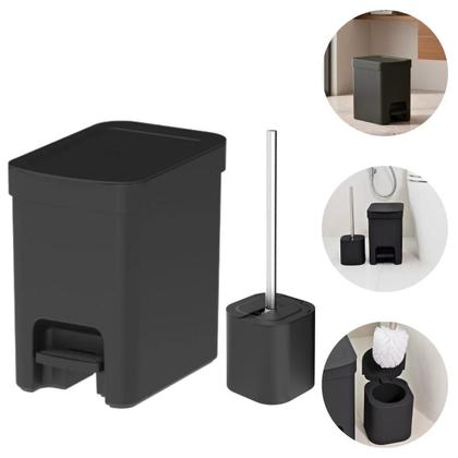 Imagem de Kit Lixeira Ou Trium 6L C/Pedal Para Banheiro+Escova Sanitária
