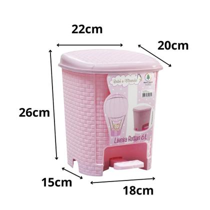 Imagem de Kit Lixeiras De 15L + 6L Rosa Bebê & Mamãe - Monte Libano