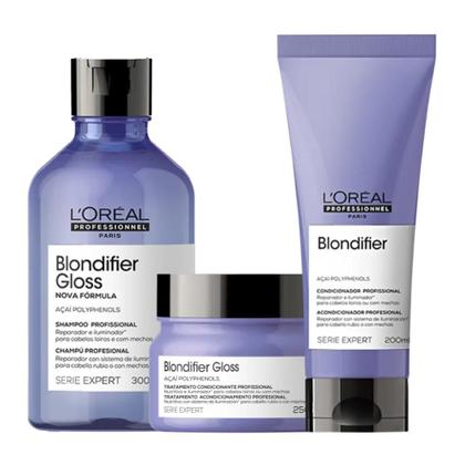 Imagem de Kit loreal blondifier gloss sh300ml+cond200ml+masc250gr