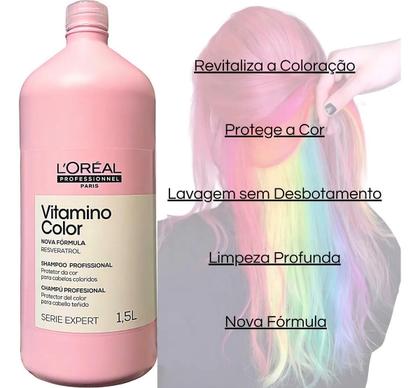 Imagem de Kit Loréal Vitamino Color Shampoo+ Condicionador 1,5L