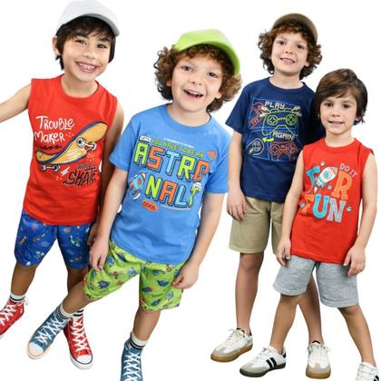 Imagem de Kit Lote 10 Peças dde Roupa Infantil Menino 5 Conjuntos Masculino Atacado