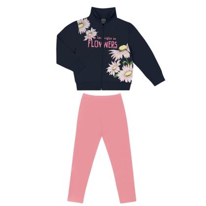 Imagem de Kit Lote 2 Conjunto Moletom Infantil Menina Casaco e Legging