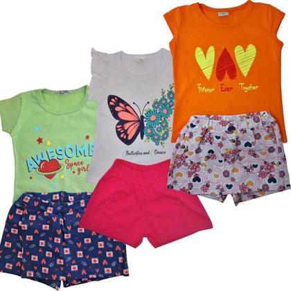 Imagem de Kit Lote 3 Conjuntos Infantil Menina 6 Peças Roupa Infantil 1 ao 10