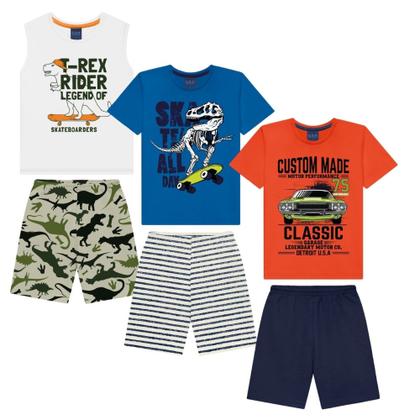 Imagem de Kit Lote 4 Peças de Roupa Infantil Menino 2 Conjuntos Infantil Masculino de Verão