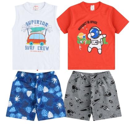 Imagem de Kit Lote 5 Peças de Roupa Infantil 5 Conjuntos de Verão Menino Atacado Tamanho 1 ao 10 anos