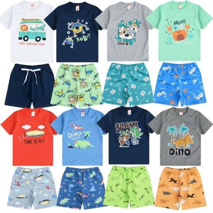 Imagem de Kit Lote 5 Peças de Roupa Infantil 5 Conjuntos de Verão Menino Atacado Tamanho 1 ao 10 anos