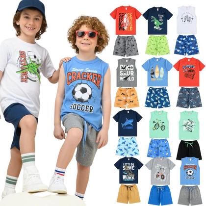 Imagem de Kit Lote 6 Conjuntos Roupa Infantil Menino Masculino Atacado Barato Verão 1 Ao 10
